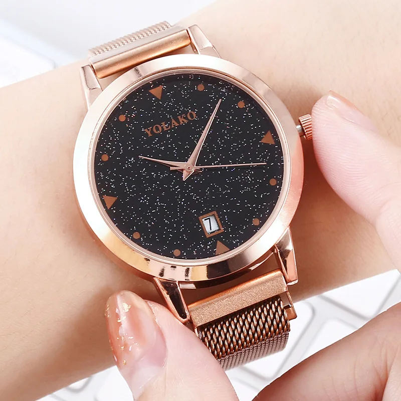 

Free Shipping Women Watch with date Mesh Stainless Steel band Casual Wrist Watch Women Watches reloj mujer relogio feminino 2019