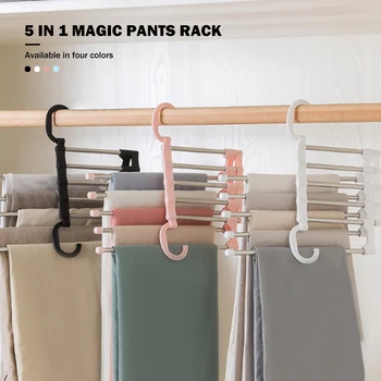 

5 in 1 Multi-functional Wardrobe Pant Rack Shelf Stainless Steel Clothes Hangers Clothesline Bathroom Clothes Dryer