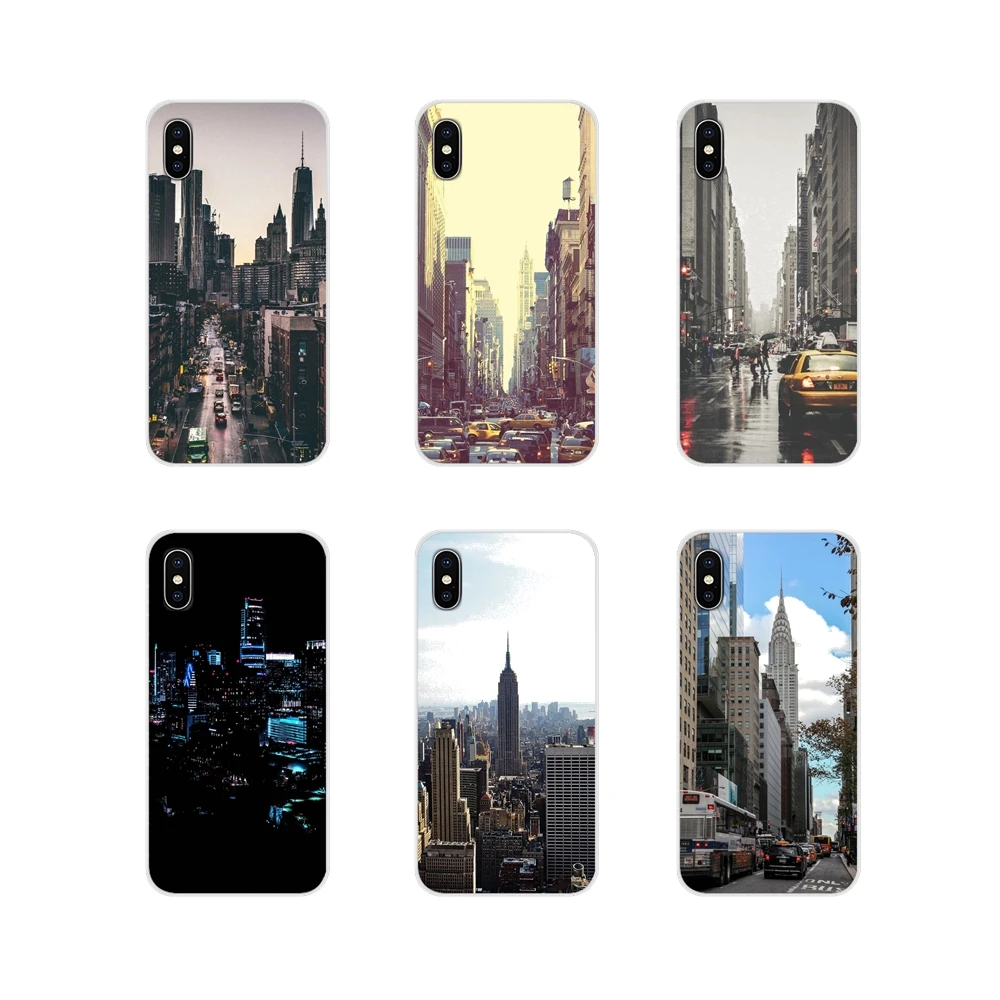 For Samsung Galaxy A3 A5 A7 A9 A8 Star A6 Plus 2018 2015 2016 2017 Capa Manhattan Busy Street New York City Transparent TPU Case | Мобильные