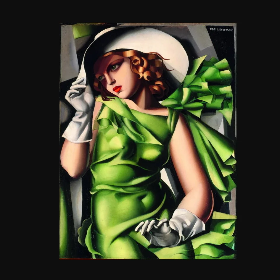 Tamara De Lempicka Young Lady с перчатками жикле, холст печать картины постер печатная живопись