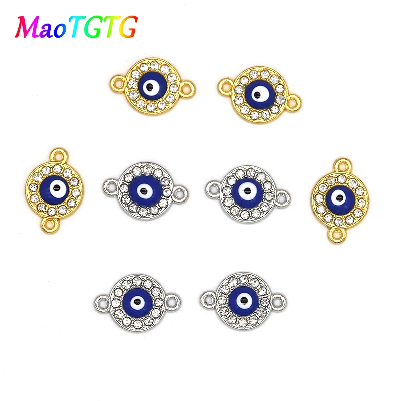 

10pcs/lot Blue Evil Eye Metal Charms Connectors For Jewelry Making DIY Charms Bracelet Necklace Connectors Accessories Wholesale