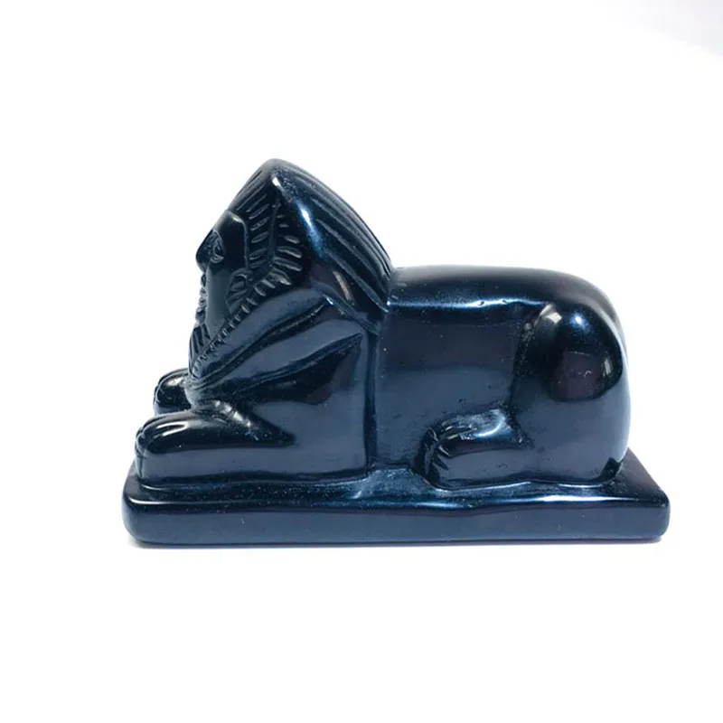 Natural Black Obsidian Sphinx Crystal Craft Statue - Reiki Stone Figurine for Home Decor and Quartz Art Healing - Guardian image 3