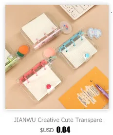 JIANWU Creative Cute Transparent 3 ring Mini Loose-leaf Hand Book Student Portable Notebook ring binder Kawaii School Supplies