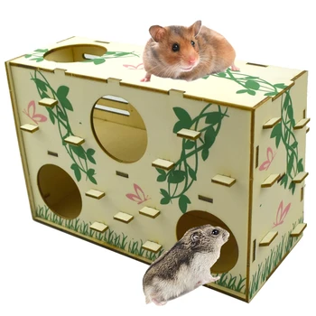 Hamster Tunnel Maze naturalna drewniana zabawka plac zabaw akcesoria do klatek dla małych zwierząt futrzanych mysz karłowata myszoskoczek 3 rodzaje tanie i dobre opinie NoEnName_Null CN (pochodzenie) Wood Hamster Wooden Maze Toy