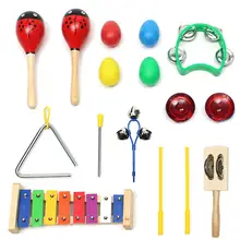 Перкуссионный набор для детей ясельного возраста, музыкальные игрушки, набор инструментов для дошкольников, Обучающие инструменты, 17 шт., вечерние игрушки