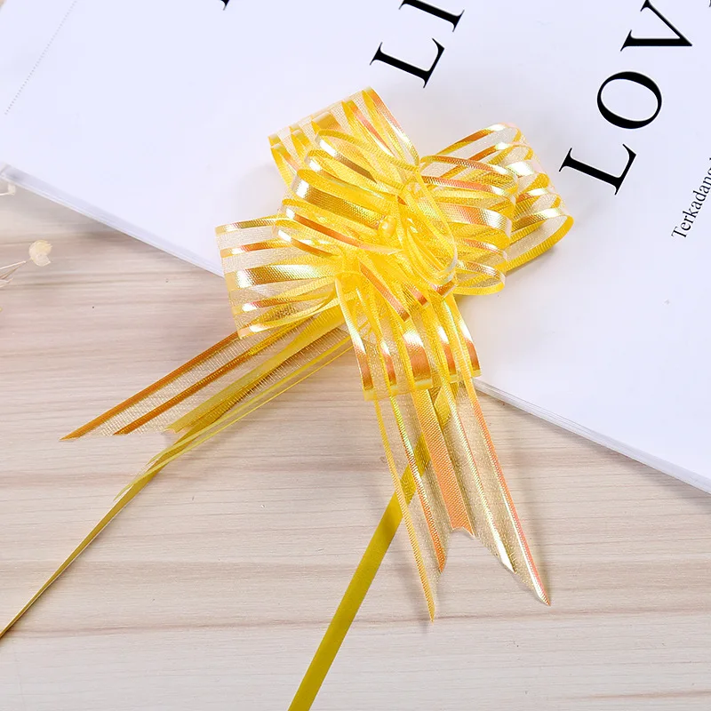 yellow 10 шт./лот, бант-галстук для рождественской елки, ленты для девочек, подарок на свадьбу, цветочная упаковка, украшения, банты, рукоделие - Цвет: yellow