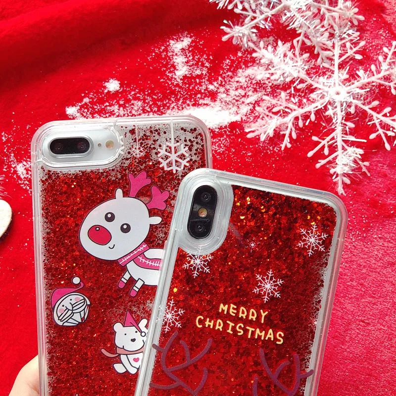 12 стилей, динамический жидкий зыбучий песок, Рождественский чехол для iPhone 11 Pro max XR X XS 7 7Plus 8 8Plus 6 S, прозрачная задняя крышка из поликарбоната