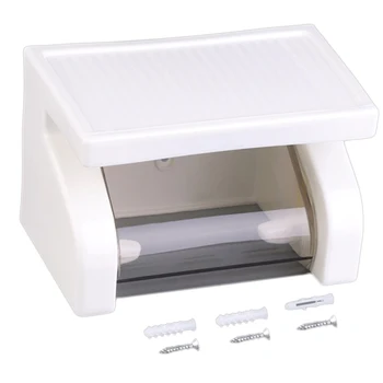 

Waterproof Toilet Paper Holder Tissue Roll Stand Box with Shelf Rack Bathroom