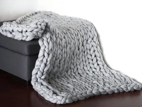 U-miss, модное вязаное шерстяное одеяло ручной работы из толстой шерсти мериноса, объемное вязаное одеяло, Прямая поставка, 200X200 см - Цвет: B