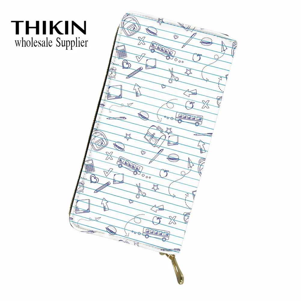 as picture THIKIN Lipstick High Heel Pattern Women Leather Wallet Cartoon Female Fashion PU Leather Coin Bag Zipper Travel Long Purse Bags - Цвет: as picture