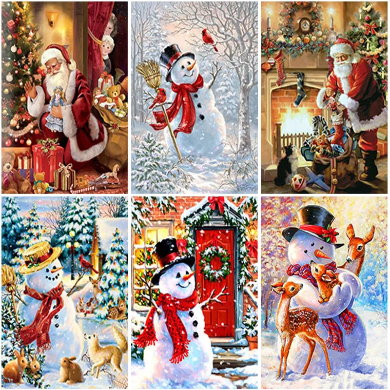

Full Square Round Drill Santa Claus Diamond Painting 5D Snowman Christmas DIY Diamond Embroidery Cross Stitch Home Decor Gift