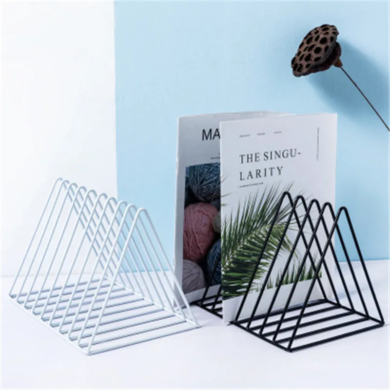 

Nordic Wrought Iron Art File Folder Office Desk Decoration Ornaments Home Storage Bookshelf Organizer Books Magazine Rack Shelf