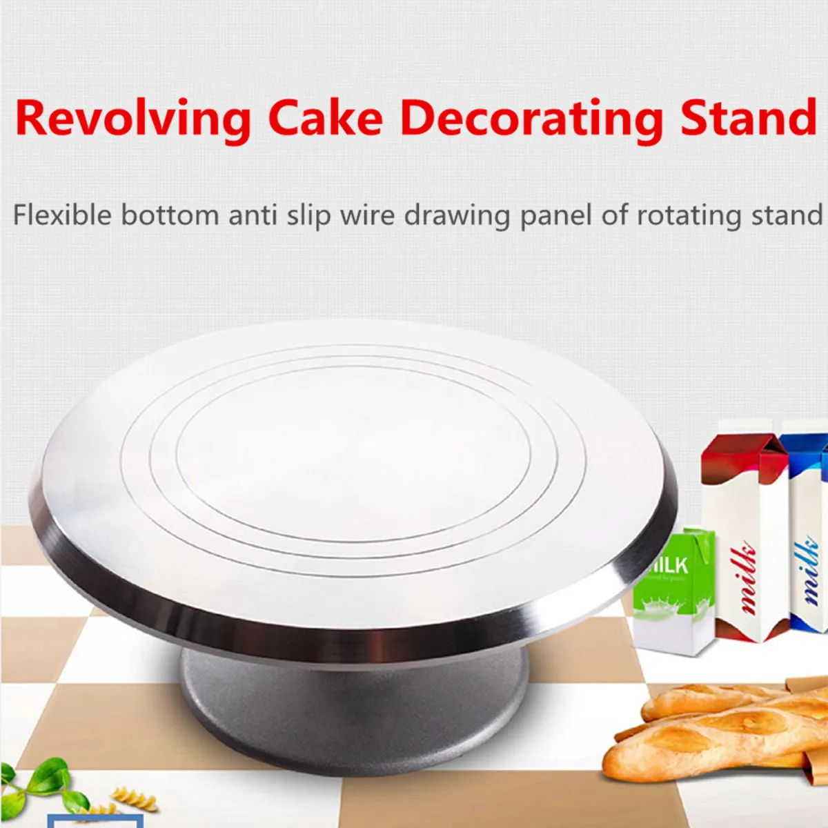 12 дюймовый поворотный стол для торта серебристый алюминиевый сплав вращающийся миксер для теста крем подставка для торта поворотный стол для украшения выпечки Кухня инструмент