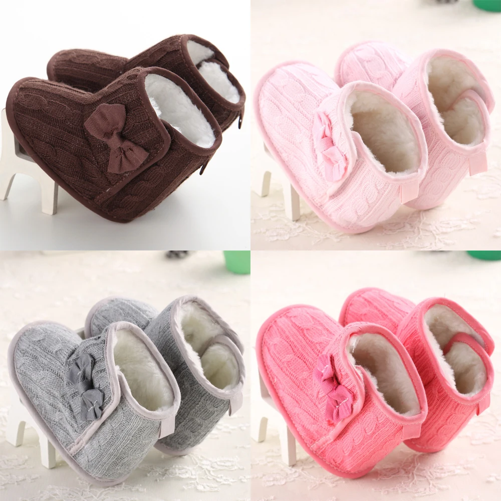 0-18 months baby cotton Knitted boots Baby Fur Warm Boots Baby Toddler Soft Sole Ankle boots Snow Boots Hook Loop Design D40