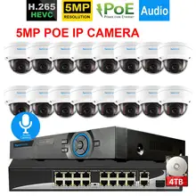 TOPROHOMIE H.265+ 16CH POE NVR система 48V 5Mp 2592X1944 аудио запись Антивандальная камера комплект 8CH камеры видеонаблюдения