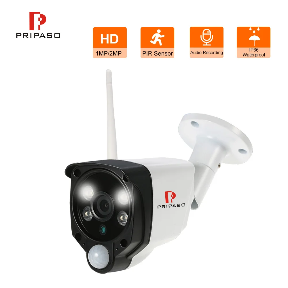 Pripaso PIR ip-камера 2.0MP Wifi 1080P Водонепроницаемая камера видеонаблюдения уличная Беспроводная камера для обнаружения движения для дома