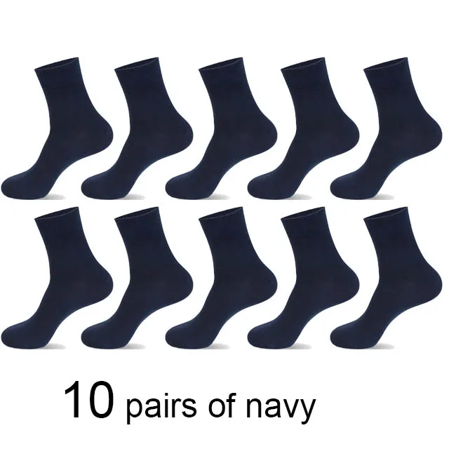 10 navy 10 пар/лот мужские хлопковые Дышащие носки антибактериальный дезодорант бизнес досуг работа crew socks сплошной цвет плюс size42-45 - Цвет: 10 navy