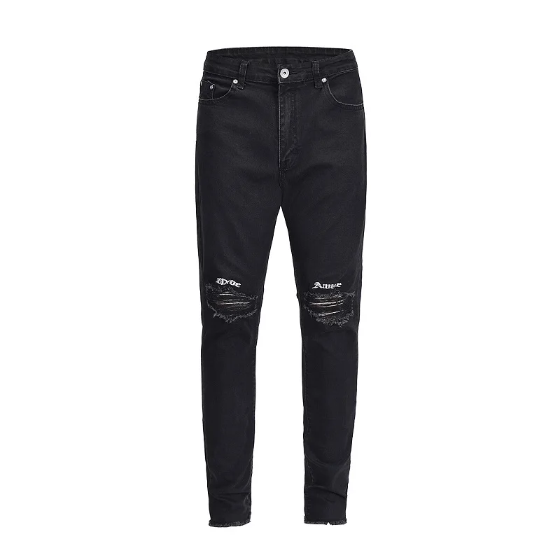 QoolXCWear, модные мужские рваные обтягивающие джинсы, стрейчевые, потертые, потертые, облегающие, джинсовые штаны, на коленях, с вышивкой, узкие брюки, брюки K29