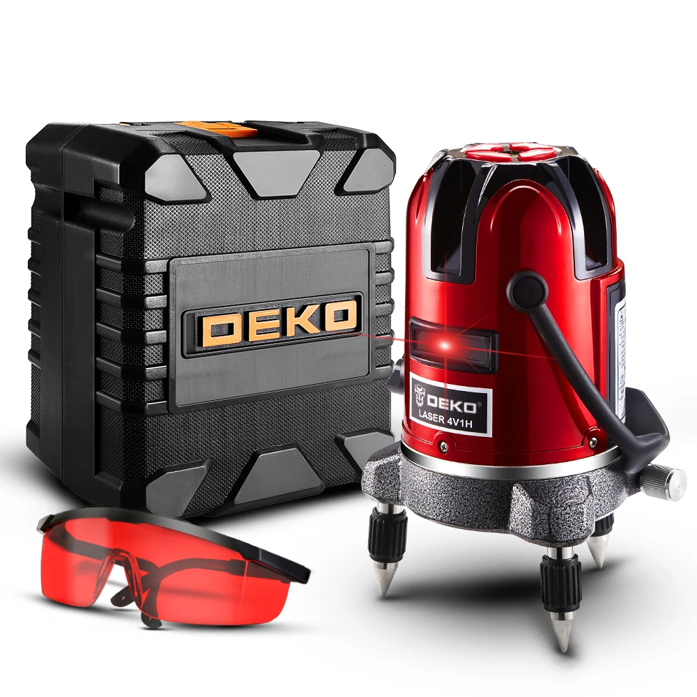 DEKO LL58 5 Line 6 Points красный лазерный уровень с BMC Box самонивелирующийся горизонтальный и вертикальный 360 градусов Регулировка более высокая видимость