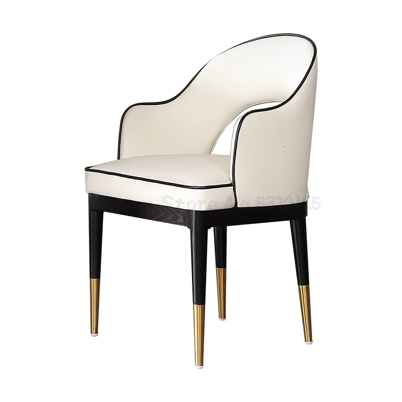 Household Solid Wood Dining Chair Post-modern Cafe Hotel Negotiation Simple Back Leather Art Armchair |