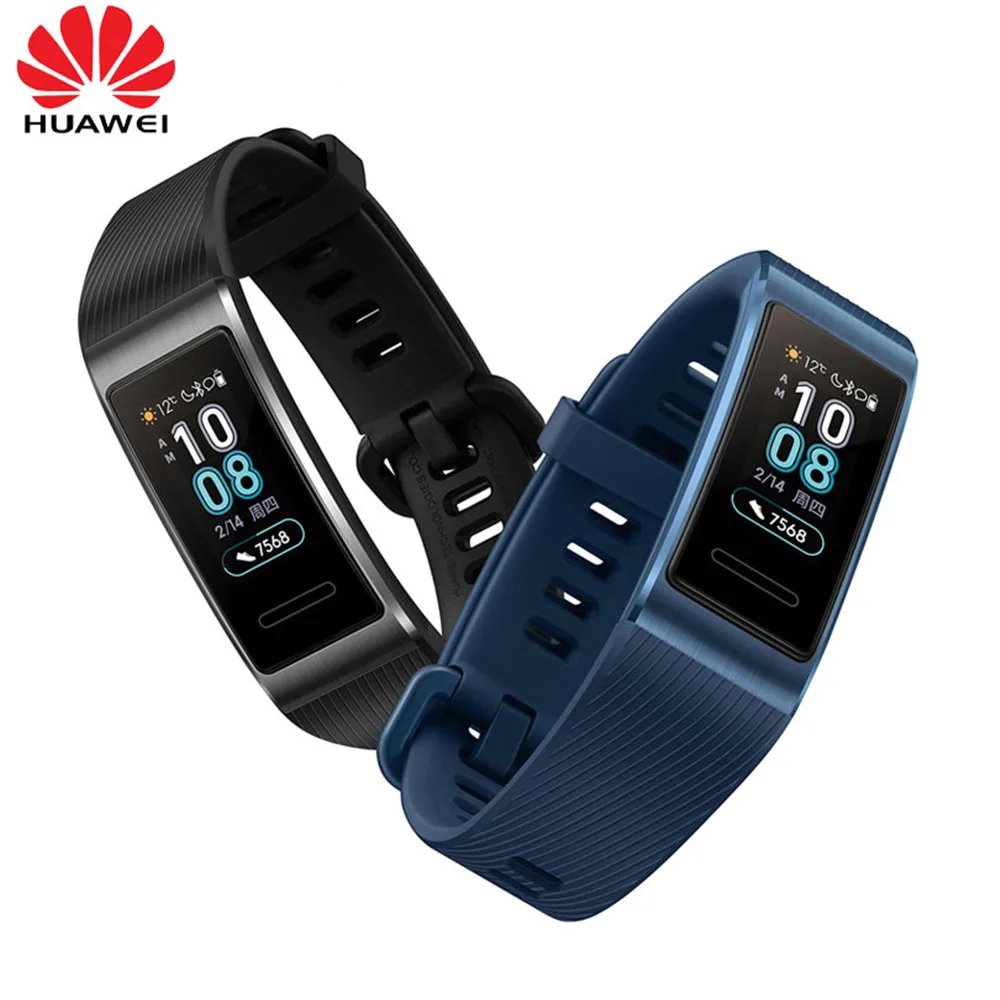 huawei Band 3 Pro gps смарт-браслет металлический Amoled 0,95 'Полноцветный Сенсорный экран Датчик сердечного ритма датчик сна Браслет