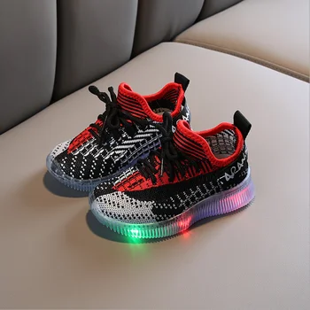 

2020 New Glowing Sneakers Mesh Breathable Baskets Led Shoes with Light Up Sole Boys Girls Glowing Kids Enfant LED shoes 21-30