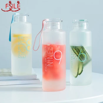 

480 ML Water Bottle Eco-friendly Frosted Glass Leak Proof Drinking Portable Drinkware For Children Office Lovers