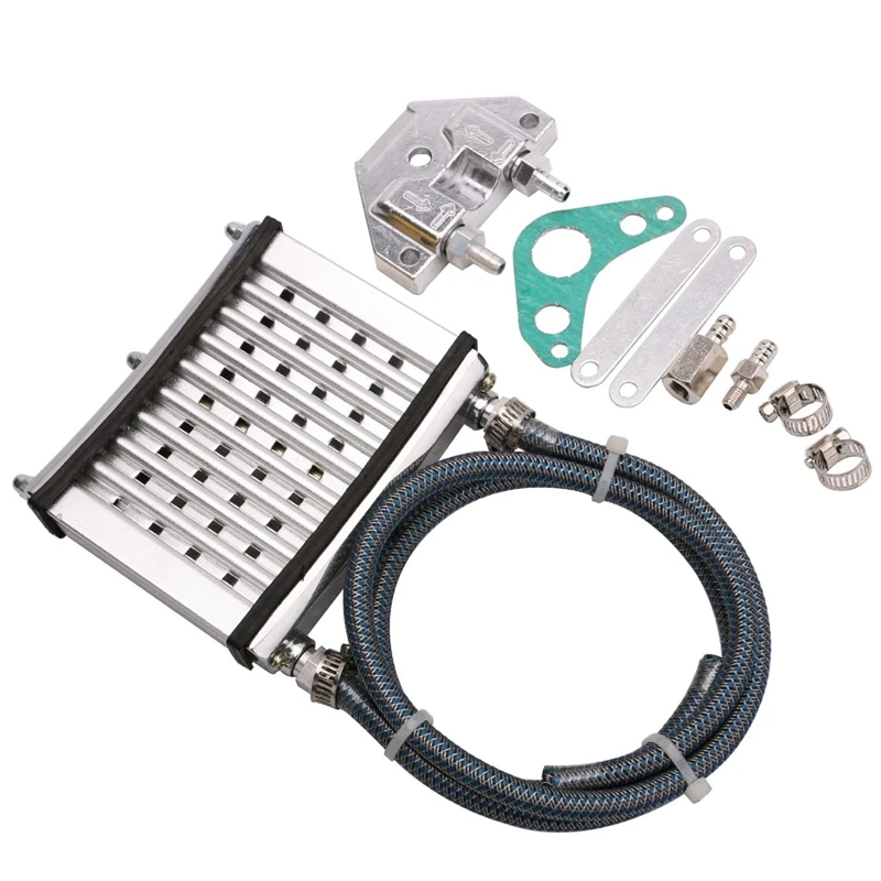 

Universal Motorcycle CNC Engine Oil Cooler Cooling Radiator Kit for 50Cc 110Cc 125Cc 140Cc 150Cc ATV PIT PRO Trail Dirt Silver
