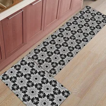 Black And White Mandala Pattern 2 Piece Mat For Kitchen Under A Pet Water Food Bowl Doormats For Entrance Way Bathroom