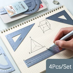 4pcs/lot Deli 79532 Metal Ruler Set Student Supplies Cartography Drawing Ruler Set Exam Special Office School Stationery