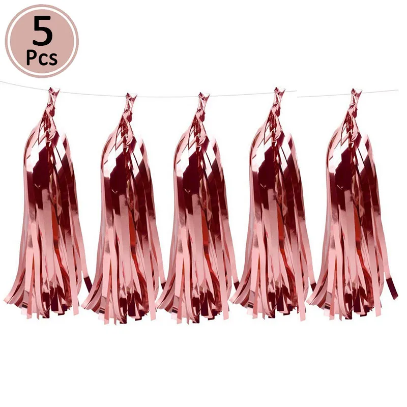 5pcs paper tassel Розовое золото первый счастливый плакат "с днем рождения" 1 день рождения украшения ребенок мальчик девочка мой 1 год Декор ко дню рождения поставки - Цвет: 5pcs paper tassel