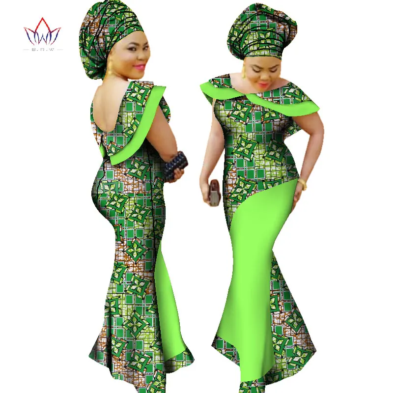 Плюс Размеры зимние платья женщин традиционные африканская мода Костюмы Африка Воск Дашики длинное хлопковое длинное платье 7XL WY1189