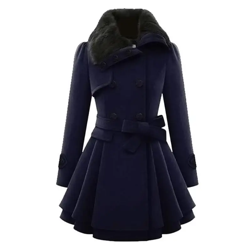 Dark Blue Популярная одежда из полиэстера с длинным рукавом, модные трендовые пальто, однотонный двубортный кардиган, женская тонкая флисовая верхняя одежда - Цвет: Dark Blue