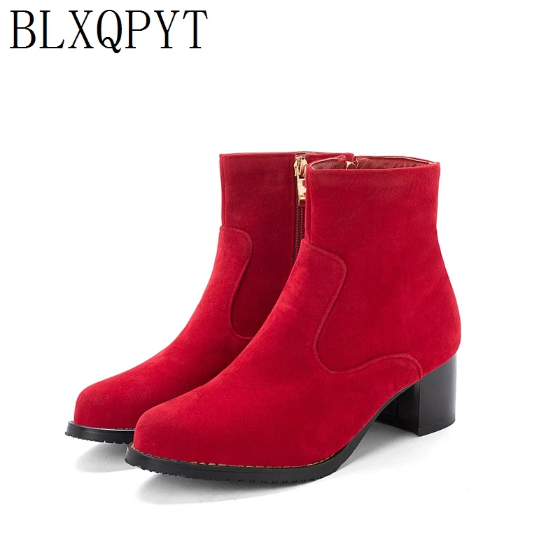 

BLXQPYT Super Size 31-52 Winter warm Ankle Boots Women 2019 zipper High Heels 5cm Pumps Party Wedding snow boots Shoes woman L-2
