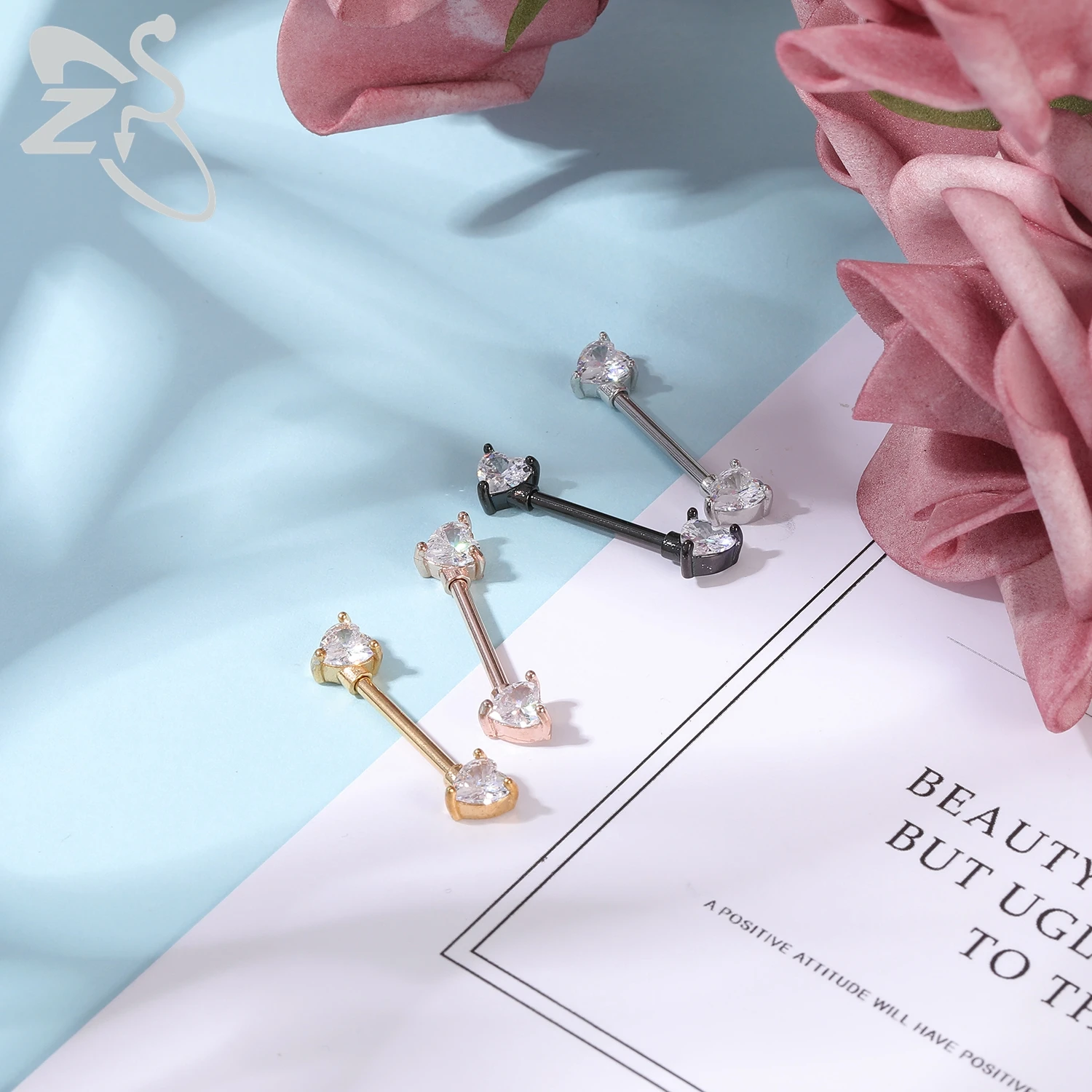 Stainless Steel Nipple Piercing Bar 2PCS For Women 14G Crystal Heart Nipple Shield Ring Horseshoe Barbell Sexy Jewelry piercing jewelry body piercing jewelry body jewelry