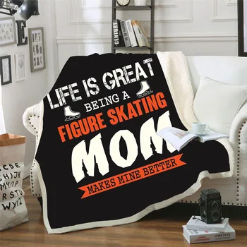 

3D Skating Mom Digital Square Blanket Printing English Alphabet Winter Fleece Blanket 2019 Fashionable Simple Blanket