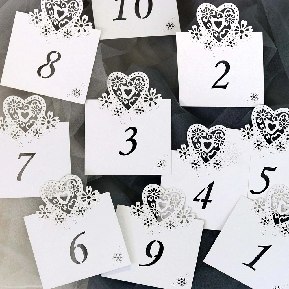 20 шт./компл. номер 1-20 Любовь Сердце стол номер знак для свадьбы принадлежности для украшения стола 6 цветов