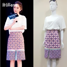 Осень женская обувь на застежке-молнии лоскутное платье с геометрическим принтом юбка с рюшами элегантные Высокая Талия, сексуальными боковыми Разделение облегающее женское нарядные юбки