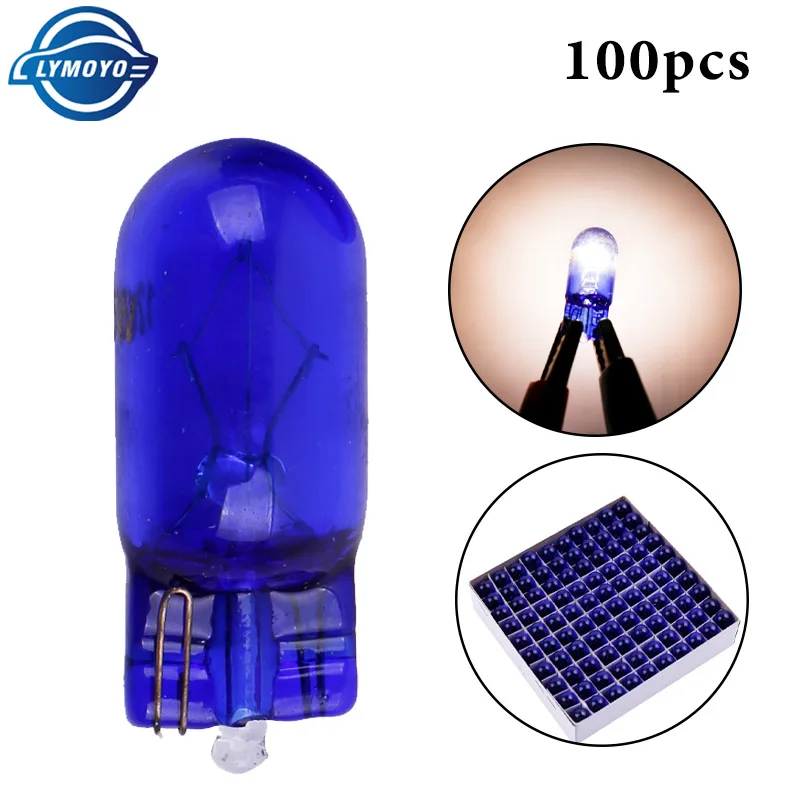 100 шт T10 W5W 194 12V 5W белый свет натуральное голубое стекло Галогенные Xexon лампочки для чтения клиренса номерного знака дверные огни