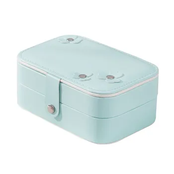 

#L4 Double Layer In Imitation Leather With Travel Mirror Storage Organizer High Quality Double Layers Leather Display Box