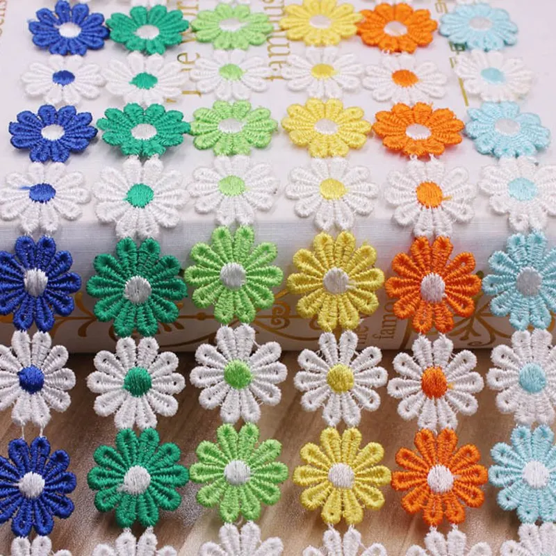 2 ярда/партия разноцветная Цветочная вышивка кружевная лента отделка ткань