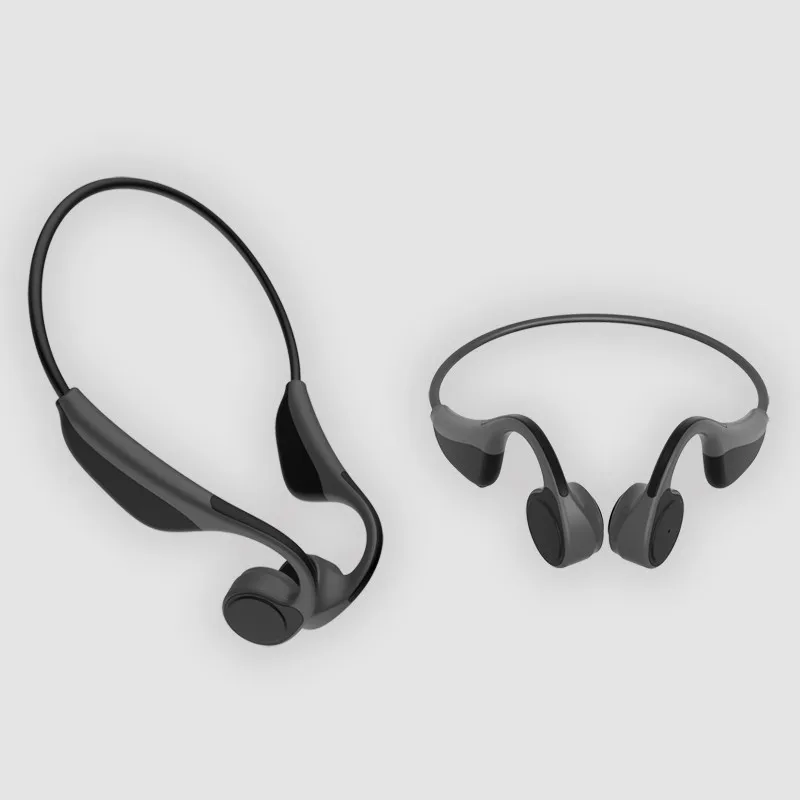 Серый Беспроводные наушники с костной проводимостью, Bluetooth 5,0, спортивные наушники с микрофоном для прогулок, пеших прогулок, альпинизма, вождения - Цвет: Серый