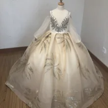 Шикарные Вечерние Платья с цветочным узором для девочек, vestido daminha de casamento menina, пышное платье, недорогие детские платья