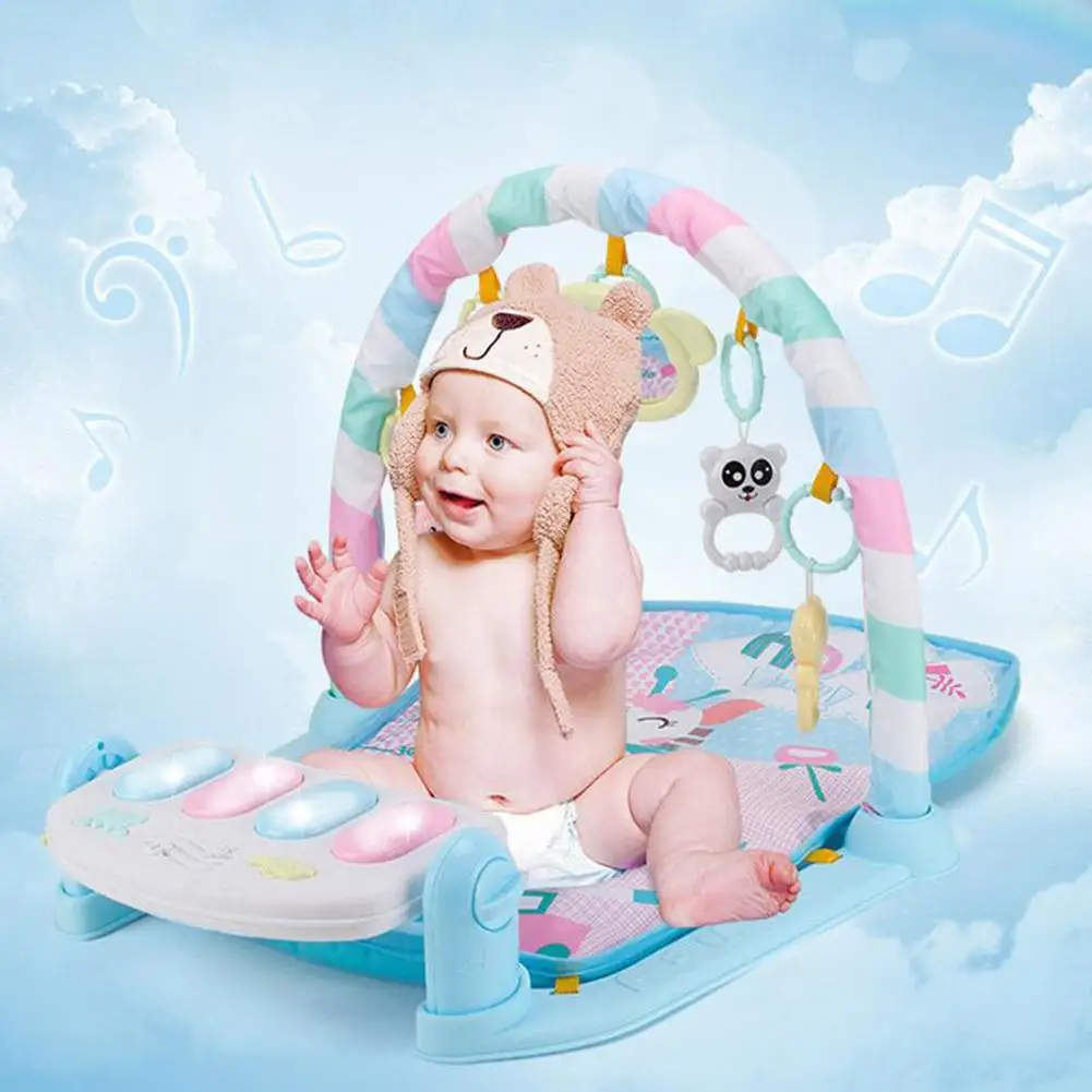 Rack de Brinquedos Tapete de Fitness Esteira do Jogo Música com Teclado de Piano Presente para Crianças Bebê Ginásio Puzzles Educativos Chocalho Infantil Mat 5 Academia de bebê