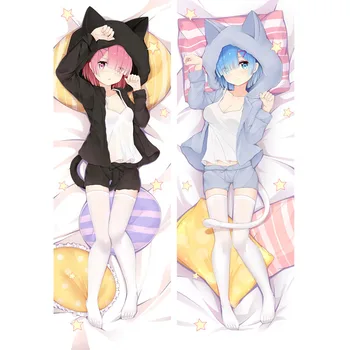 

Hot Japan Anime Re:Zero Rem&Ram Sexy Dakimakura Manga Anime Girl Body Pillow Cover Otaku Waifu Cat Cosplay Huggable Pillowcase