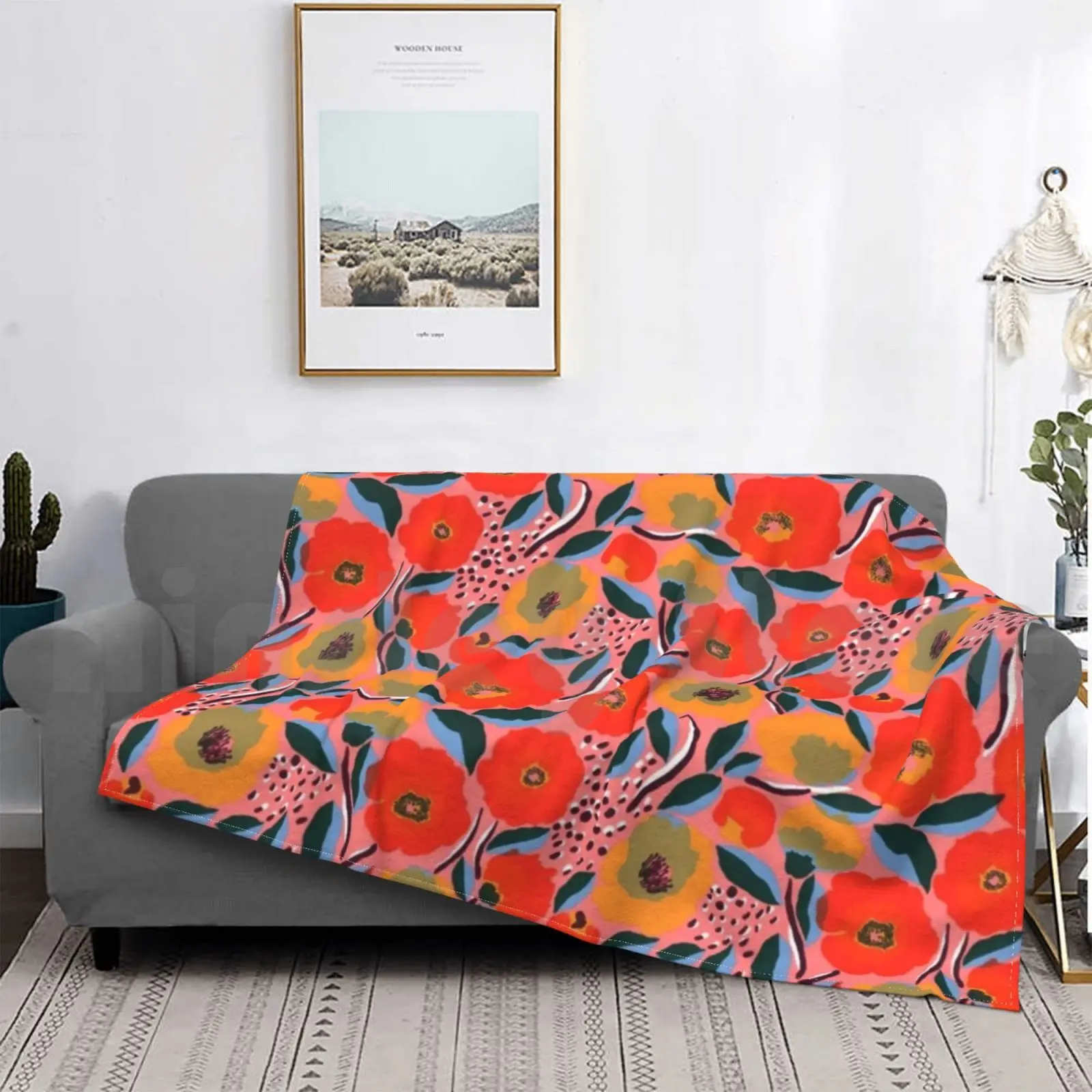 Coperta Di Design Floreale Moda Personalizzata Lokki Bianco Scandinavo Scandi Svezia Svedese