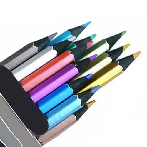 

12x Metallic Non-Toxic Colored Drawing Pencils 12 Color Drawing Sketching Pencil