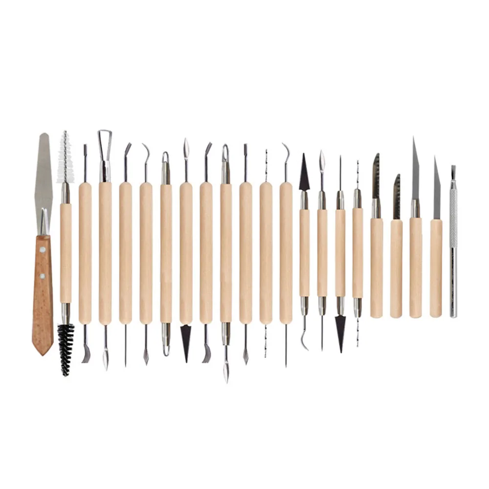 Pottery Clay Sculpting Tools, 22Pcs Wooden Handle Pottery Carving Tools &  Metal Scraper & Plastic Clay Shaping Tools - AliExpress