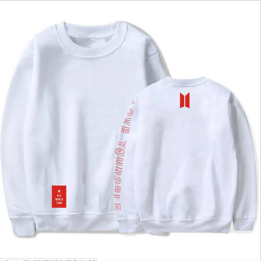Белый Женская Мужская толстовка с длинным рукавом love yourself свитшоты bangtan sudadera mujer moletom damsk - Цвет: Белый