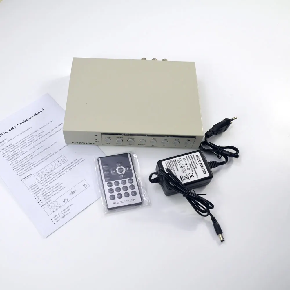 2CH Color Video Quad Switcher - CCTV DVR Camera Splitter With Remote Control